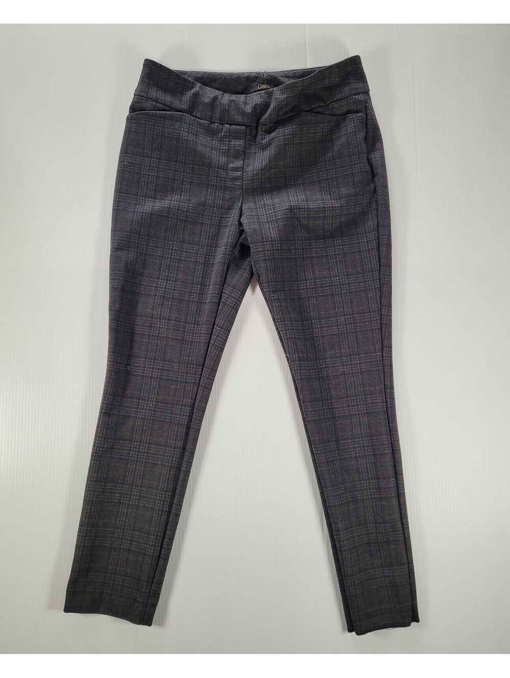 Dalia Pants Women’s Gray Plaid Slim Ankle Trouser Stretch Size Large